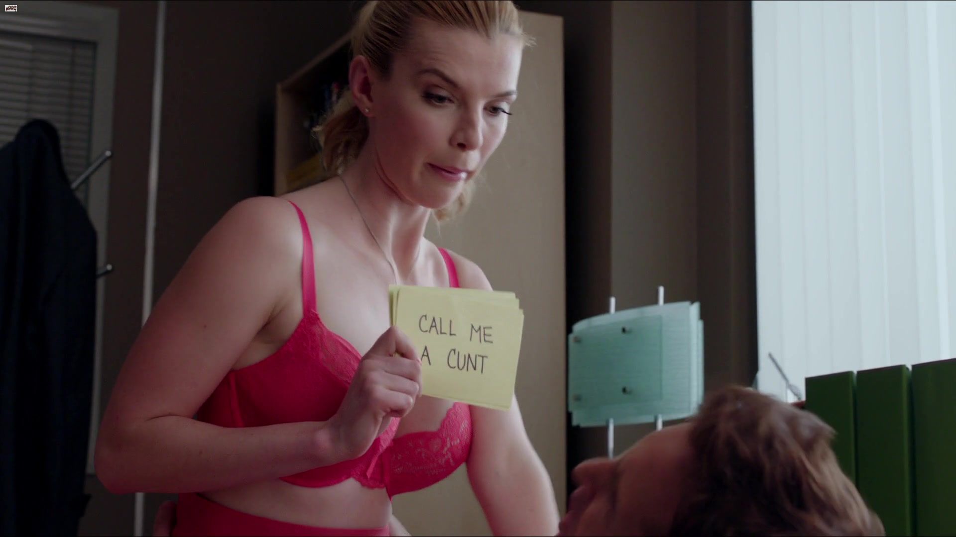 Pierced Betty Gilpin topless cowgirl scene of the TV show "Nurse Jackie" Cheating Wife