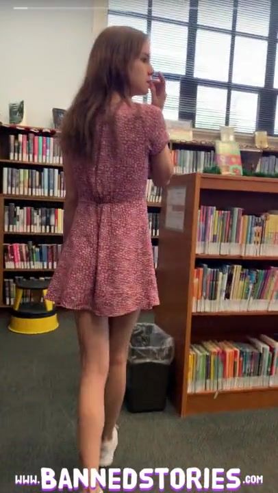CelebrityF Tiny Teen Sis Ellie Eilish Caught Banging in crowded Public Library Amature - 1