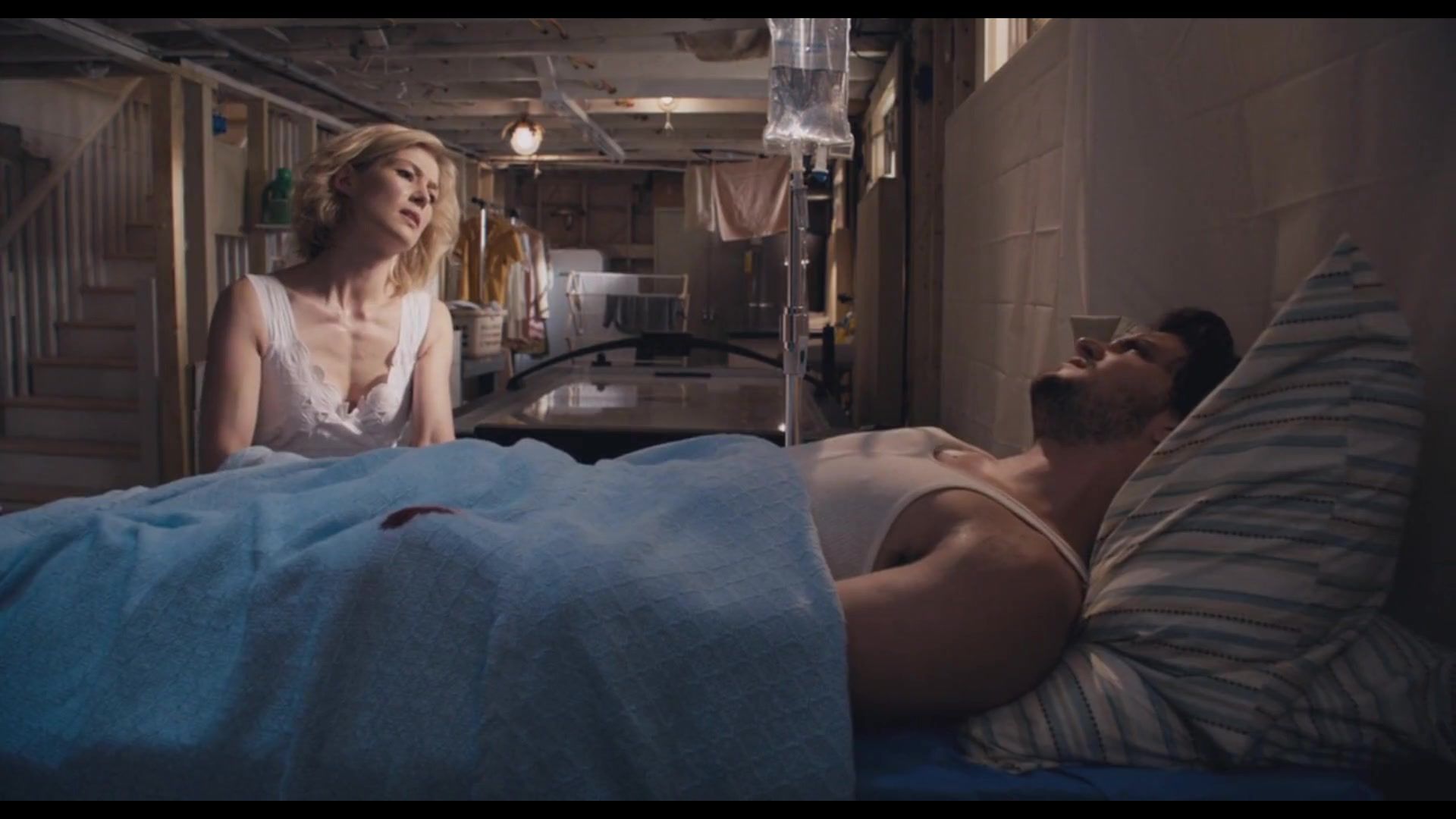 Shecock Watch sexy Rosamund Pike gives Ruined Orgasm Handjob to Wounded Man Cocks - 1