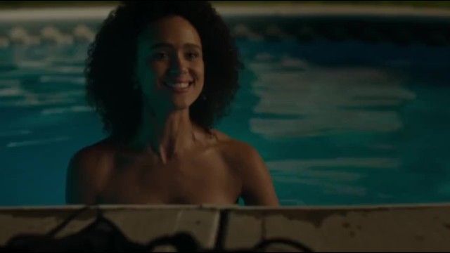 Private Black Nathalie Emmanuel joins white co-star Britt Lower nude in Holly Slept Over (2020) Sexzam