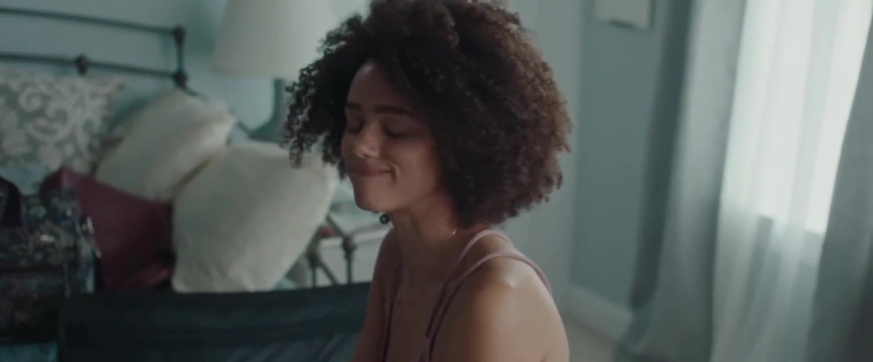 Dominicana Black Nathalie Emmanuel joins white co-star Britt Lower nude in Holly Slept Over (2020) AllBoner
