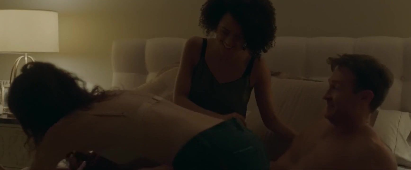 Messy Black Nathalie Emmanuel joins white co-star Britt Lower nude in Holly Slept Over (2020) Anon-V