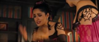 Transexual Mexican charmer Salma Hayek and Spanish Penelope Cruz in corsets in group sex scene Missionary Position Porn