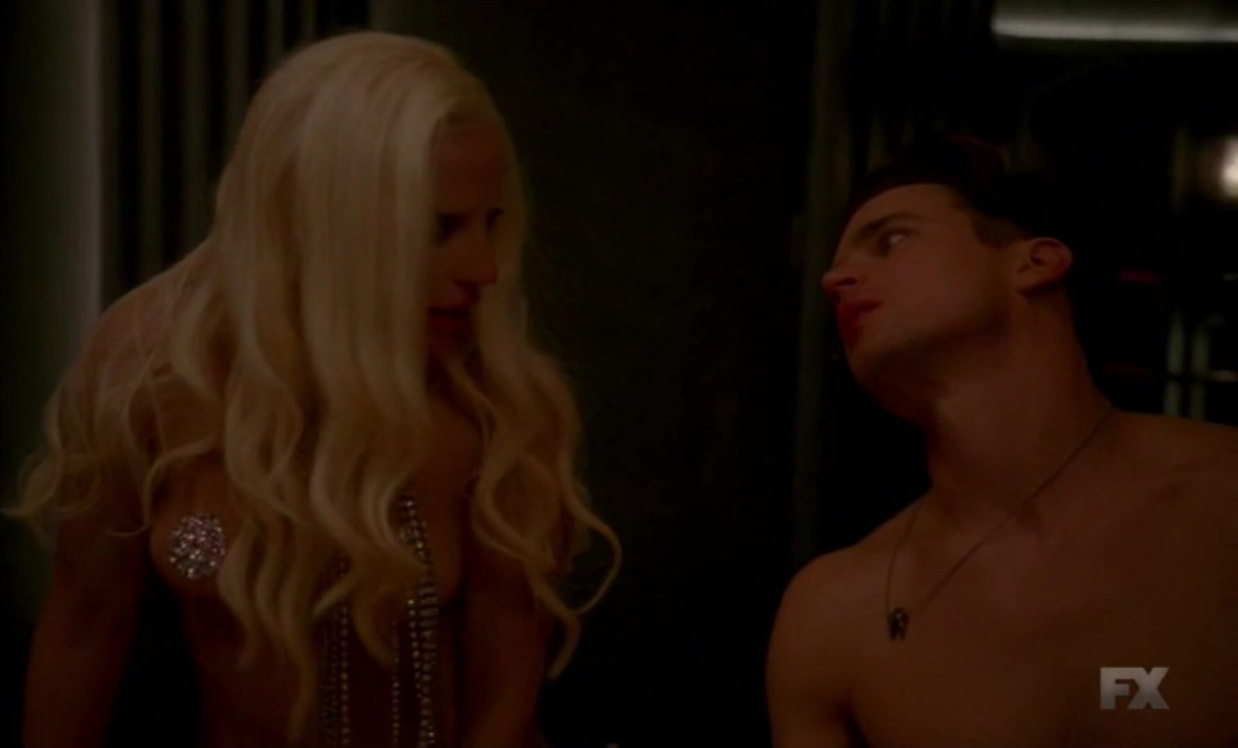 Cheat Lady Gaga and the second beautiful actress do it in TV series American Horror Story Pervs